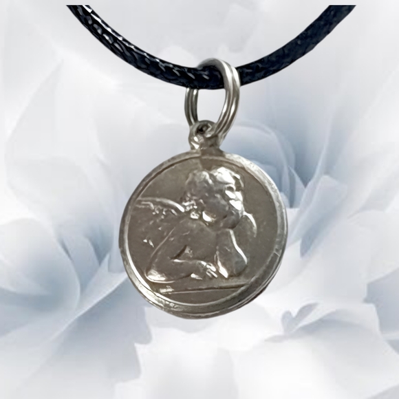 Jewelry - Guardian Angel Sterling Silver Pendant and Premium Leather Cord Necklace